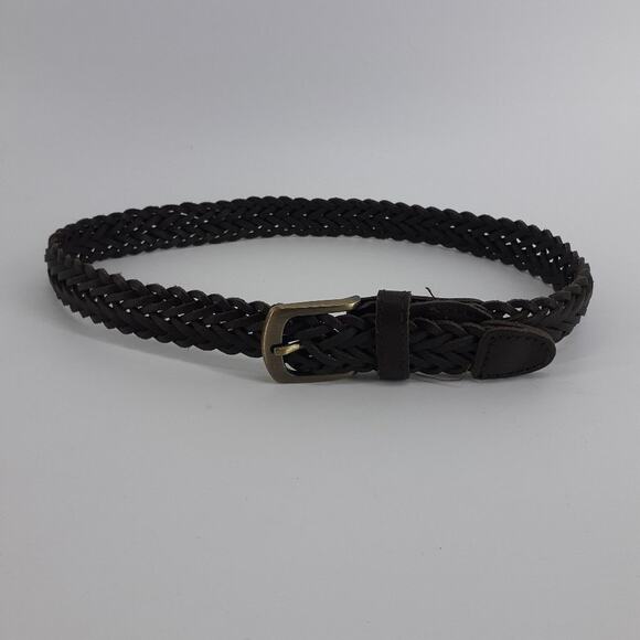 Children's Place Kid's Black Genuine Leather Belt Size 22" Weaved Braided Girl - Picture 6 of 8
